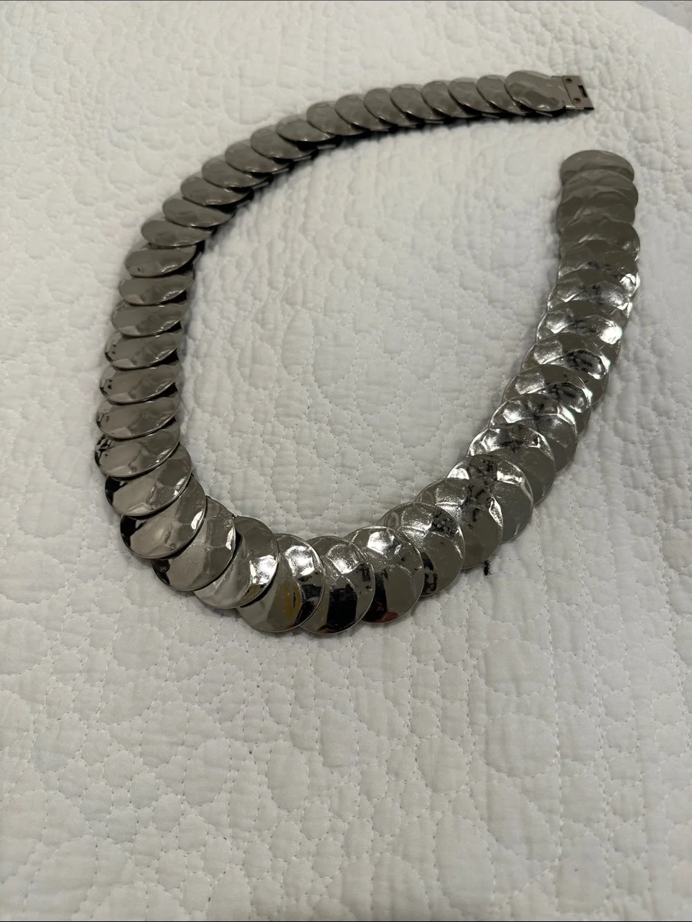 Silver Disc Link Statement Belt-black stretch
